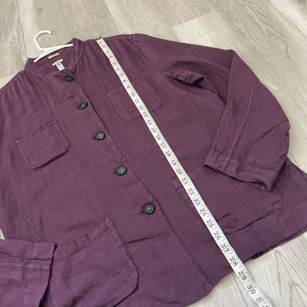 Massimo Alba Shirt linen button up mens Purple medium minimalist coastal travel - Picture 6 of 7